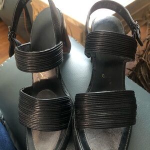 Vintage Chic Black Strappy Heels size 8.5